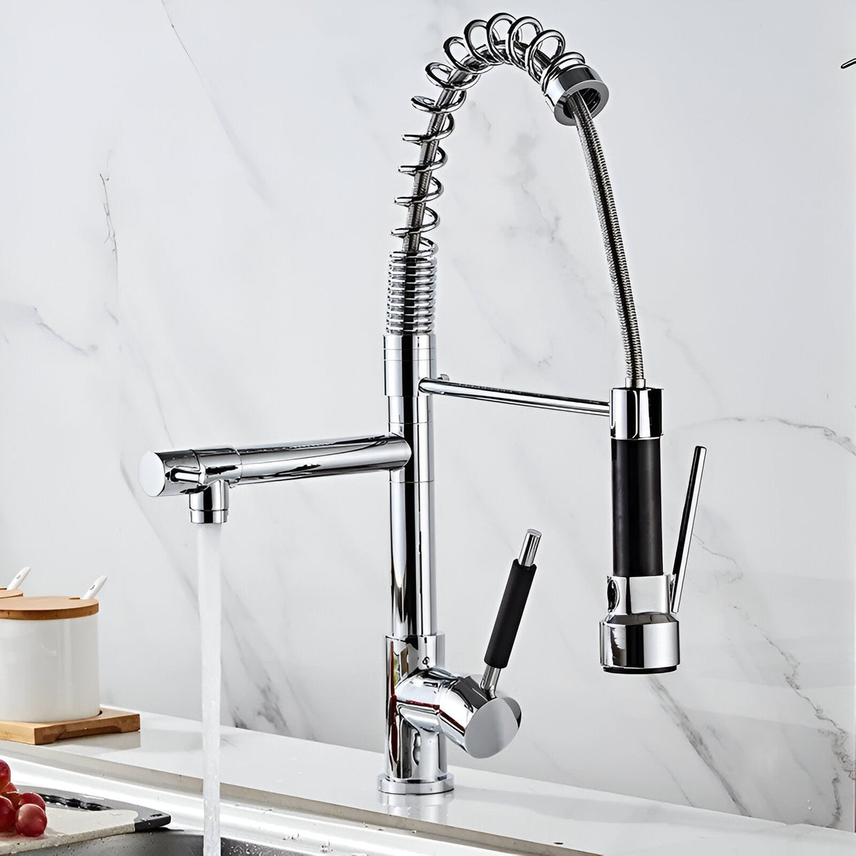 Ridgeline Pull-Down Kitchen Faucet in kitchen setting — High-Arc | Casa Norex