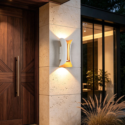 Up-down LED wall light — aluminum body with dual-beam glass shade | Casa Norex