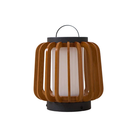 Lanvera rechargeable outdoor lamp teak wood slat frame | Casa Norex