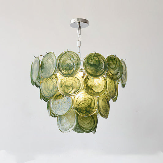 Verde Glass Disc Chandelier