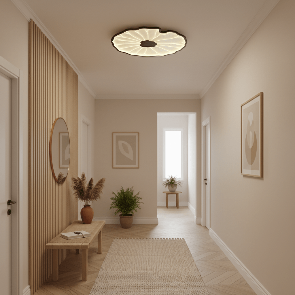 Lotus Leaf Acrylic Ceiling Lamp – 11.8" Circular Flush Mounted, Entry/Foyer Ceiling