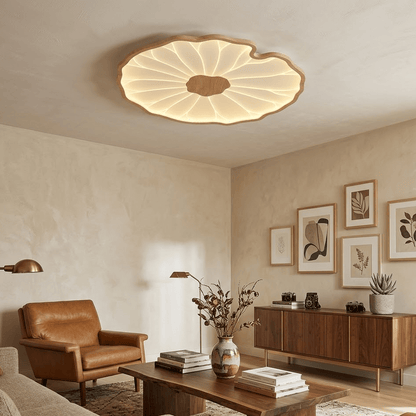 Lotus Leaf Acrylic Ceiling Lamp – 53.1"x33.5" Rect in a Entry/Foyer, Walnut Wood Grain