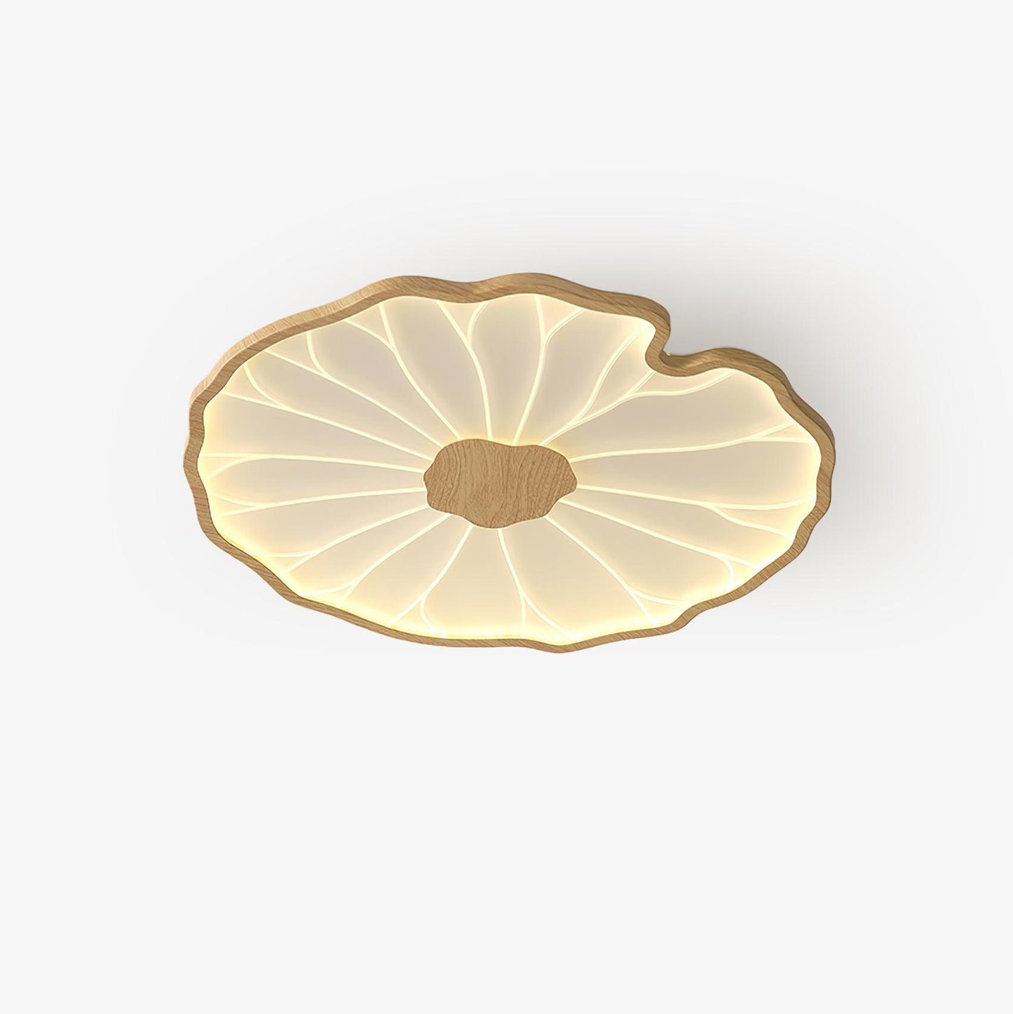 Lotus Leaf Acrylic Ceiling Lamp – 53.1"x33.5" Rect, Walnut Wood Grain Finish