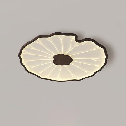 Lotus Leaf Acrylic Ceiling Lamp – 53.1"x33.5" Rect, Stepless Dimmable Walnut Wood Grain