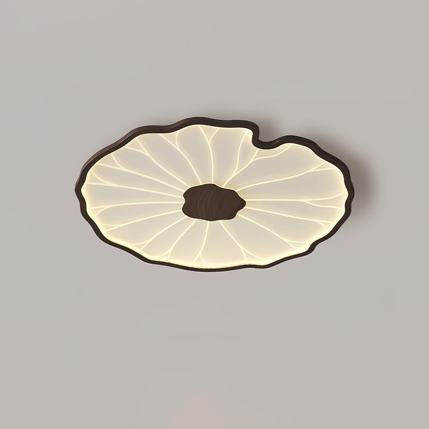 Lotus Leaf Acrylic Ceiling Lamp – 11.8" Circular in a Office, Natural Wood Grain