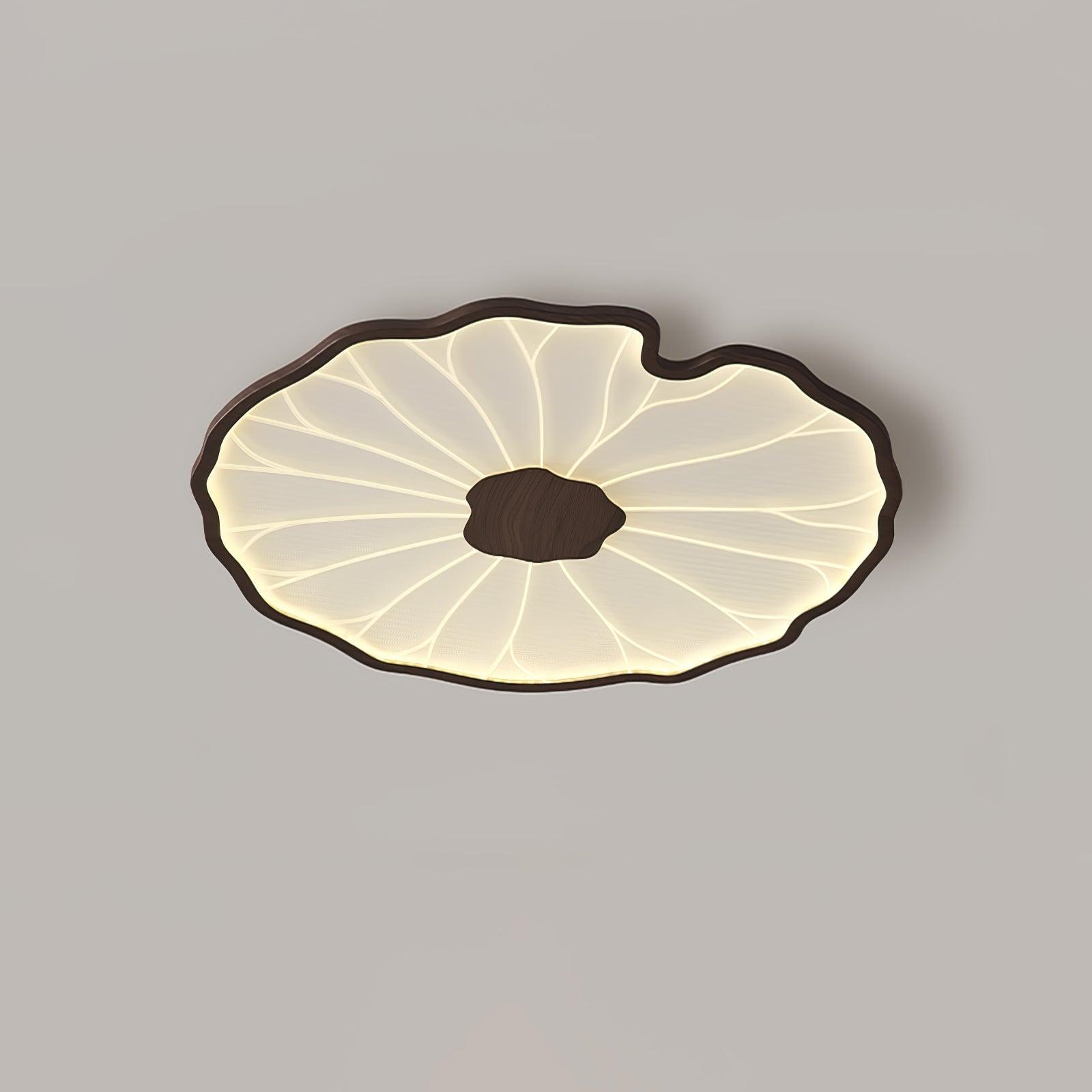 Lotus Leaf Acrylic Ceiling Lamp – 11.8" Circular in a Office, Natural Wood Grain