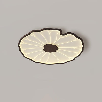 Lotus Leaf Acrylic Ceiling Lamp – 11.8" Circular in a Office, Natural Wood Grain