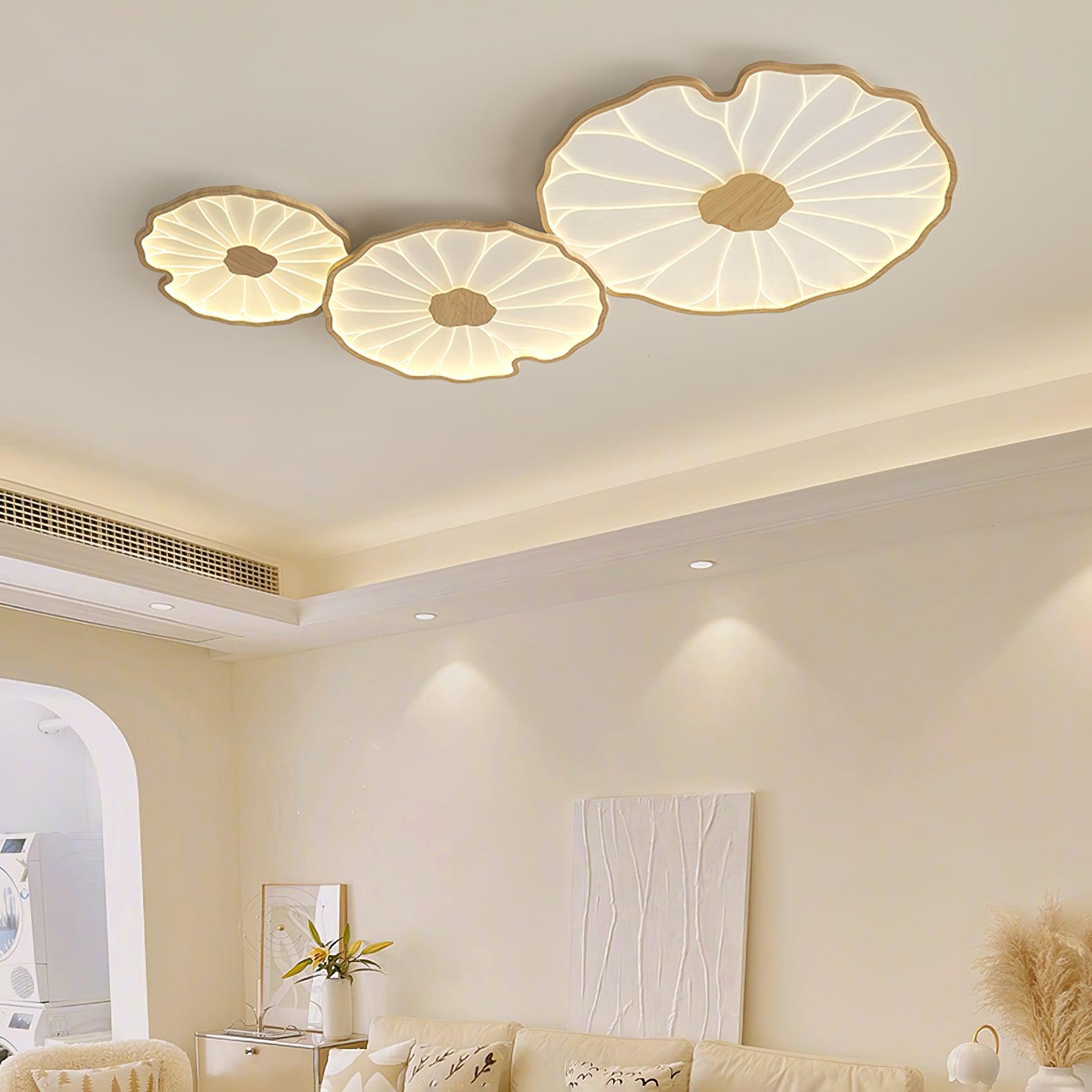 Lotus Leaf Acrylic Ceiling Lamp – 15.7" Circular Flush Mounted, Office Ceiling