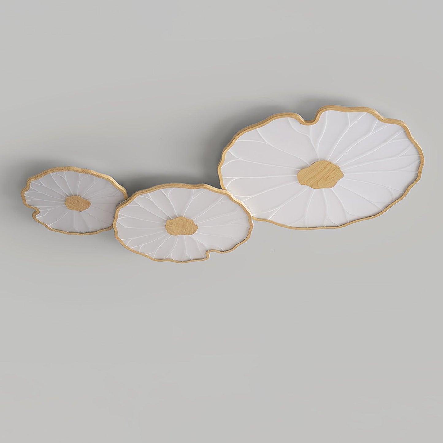 Lotus Leaf Acrylic Ceiling Lamp – 15.7" Circular, Walnut Wood Grain Finish