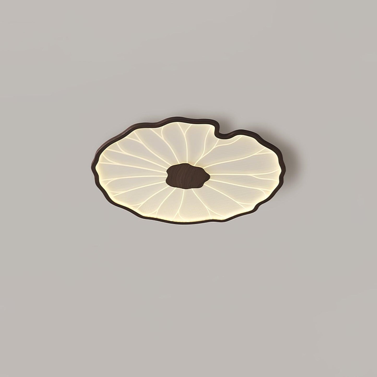 Lotus Leaf Acrylic Ceiling Lamp – 20.5" Circular, Natural Wood Grain with Warm LED