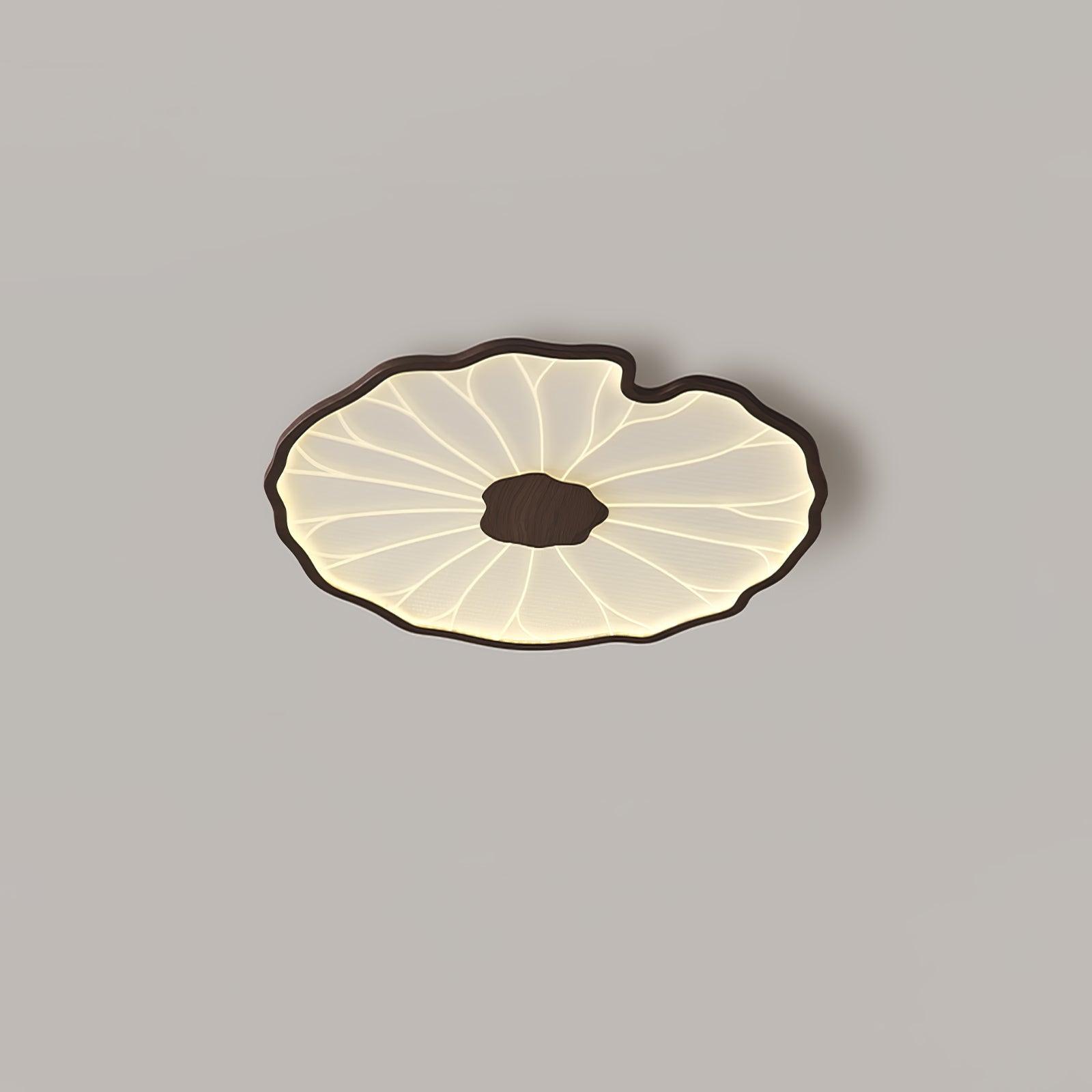 Lotus Leaf Acrylic Ceiling Lamp – 20.5" Circular, Natural Wood Grain with Warm LED
