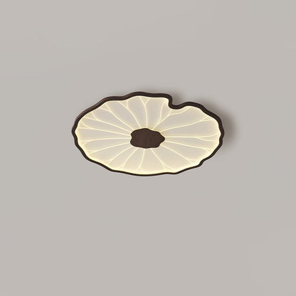 Lotus Leaf Acrylic Ceiling Lamp – 20.5" Circular, Natural Wood Grain with Warm LED