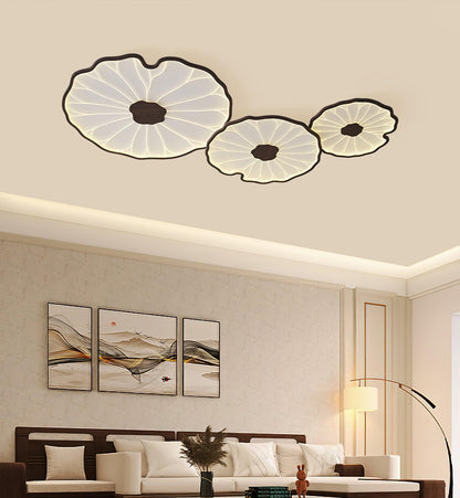 Lotus Leaf Acrylic Ceiling Lamp – 39.4"x23.6" Rect, Natural Wood Grain with Warm LED