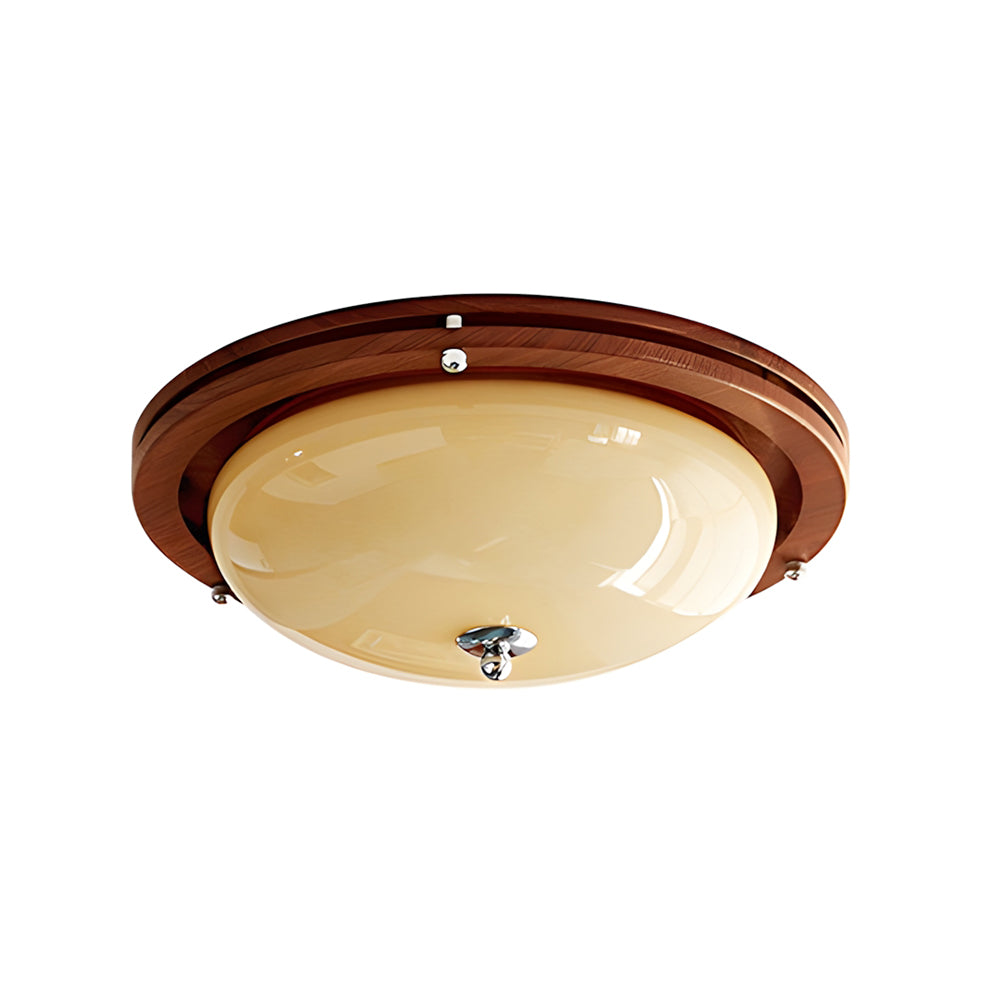 Lunaro flush mount in bedroom - pearl white glass glow - Casa Norex