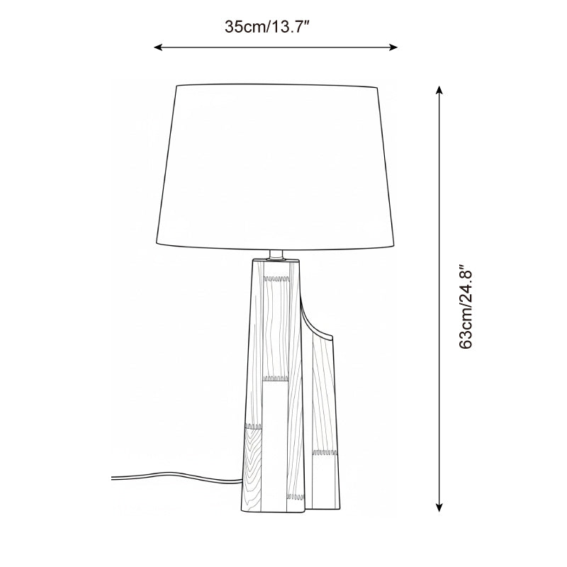 Lunet wood table lamp side profile - W 13.7 inch - Casa Norex