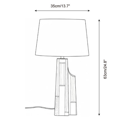 Lunet wood table lamp side profile - W 13.7 inch - Casa Norex