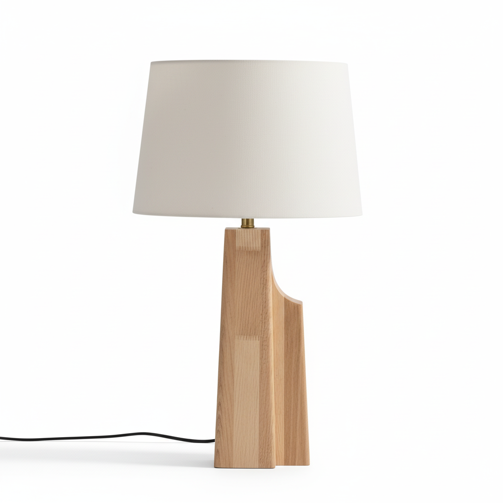 Lunet wood table lamp in bedroom - natural warmth - Casa Norex