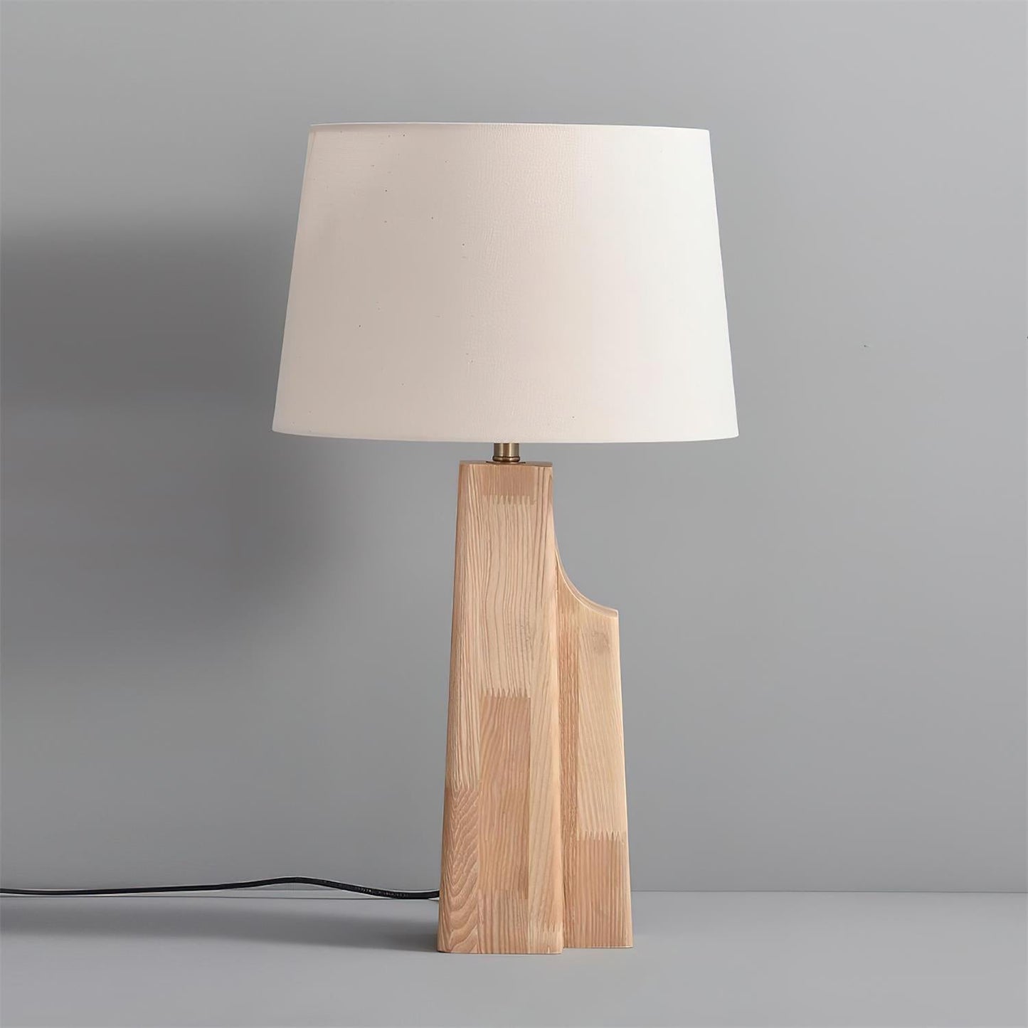 Lunet sculptural wood table lamp asymmetric base | Casa Norex