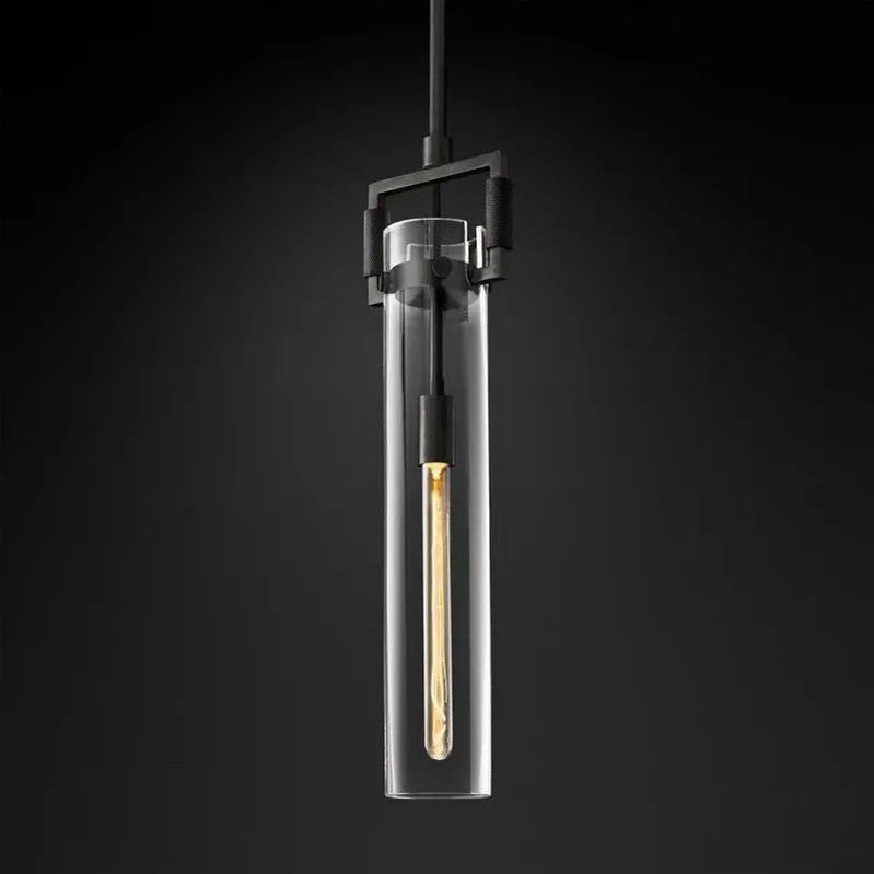 Machinist glass cylinder pendant lit ambient glow — Casa Norex