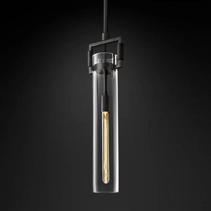 Machinist glass cylinder pendant lit ambient glow — Casa Norex