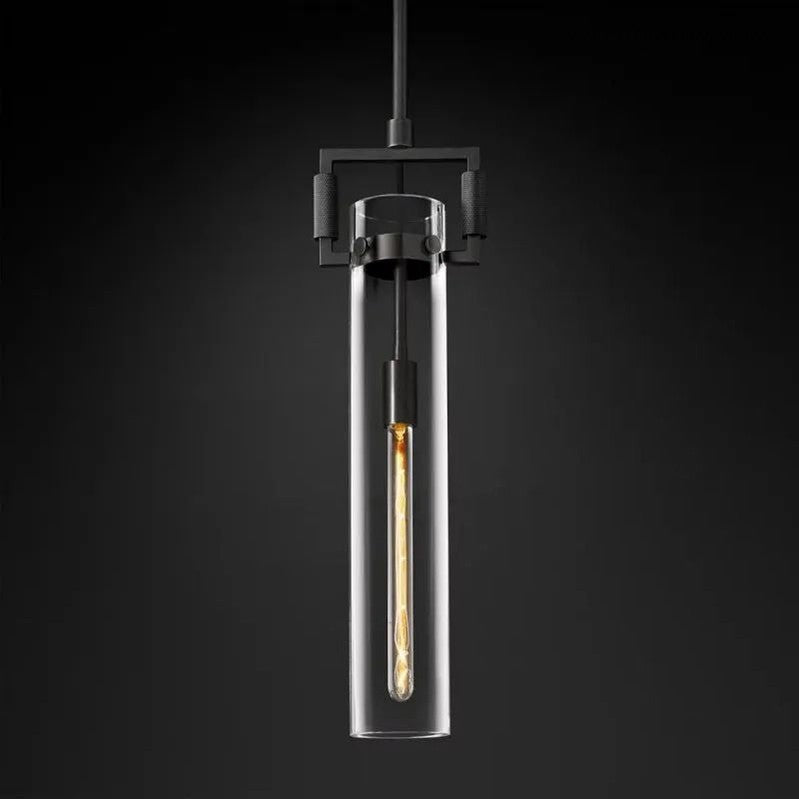Machinist glass cylinder pendant matte black finish — Casa Norex