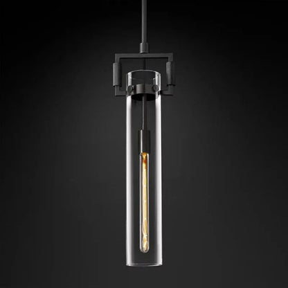 Machinist glass cylinder pendant matte black finish — Casa Norex