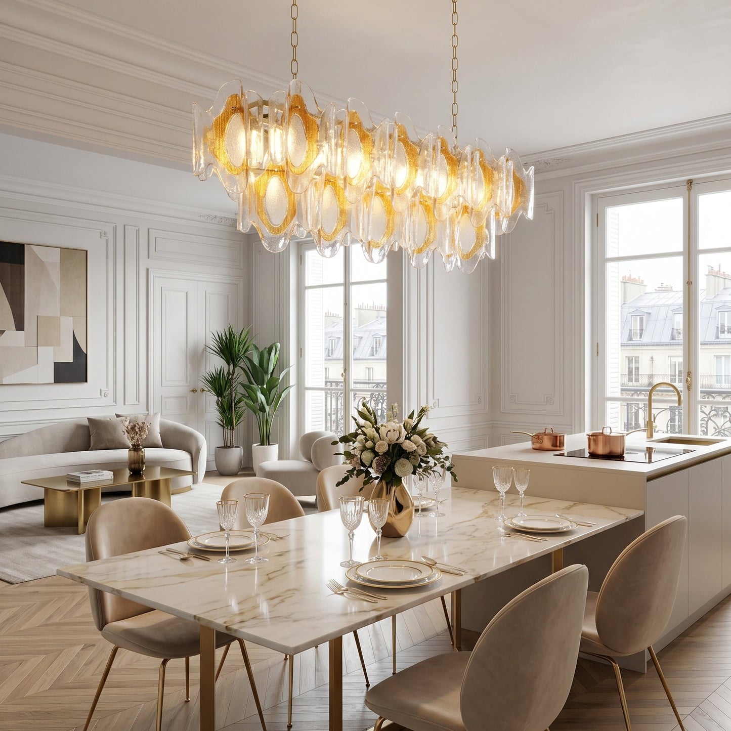 Marrina Long Glass Chandelier