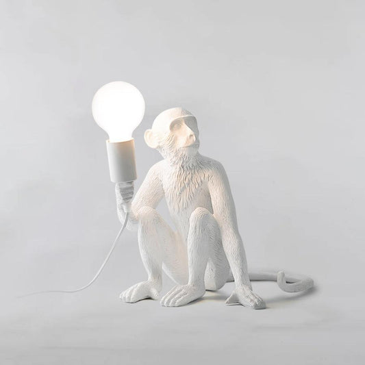 Monkey table lamp — resin sculptural figures in black finish | Casa Norex