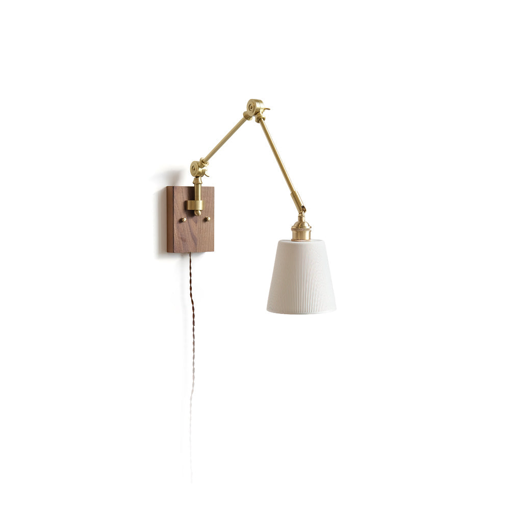 Murale articulated brass and wood arm extended - Casa Norex
