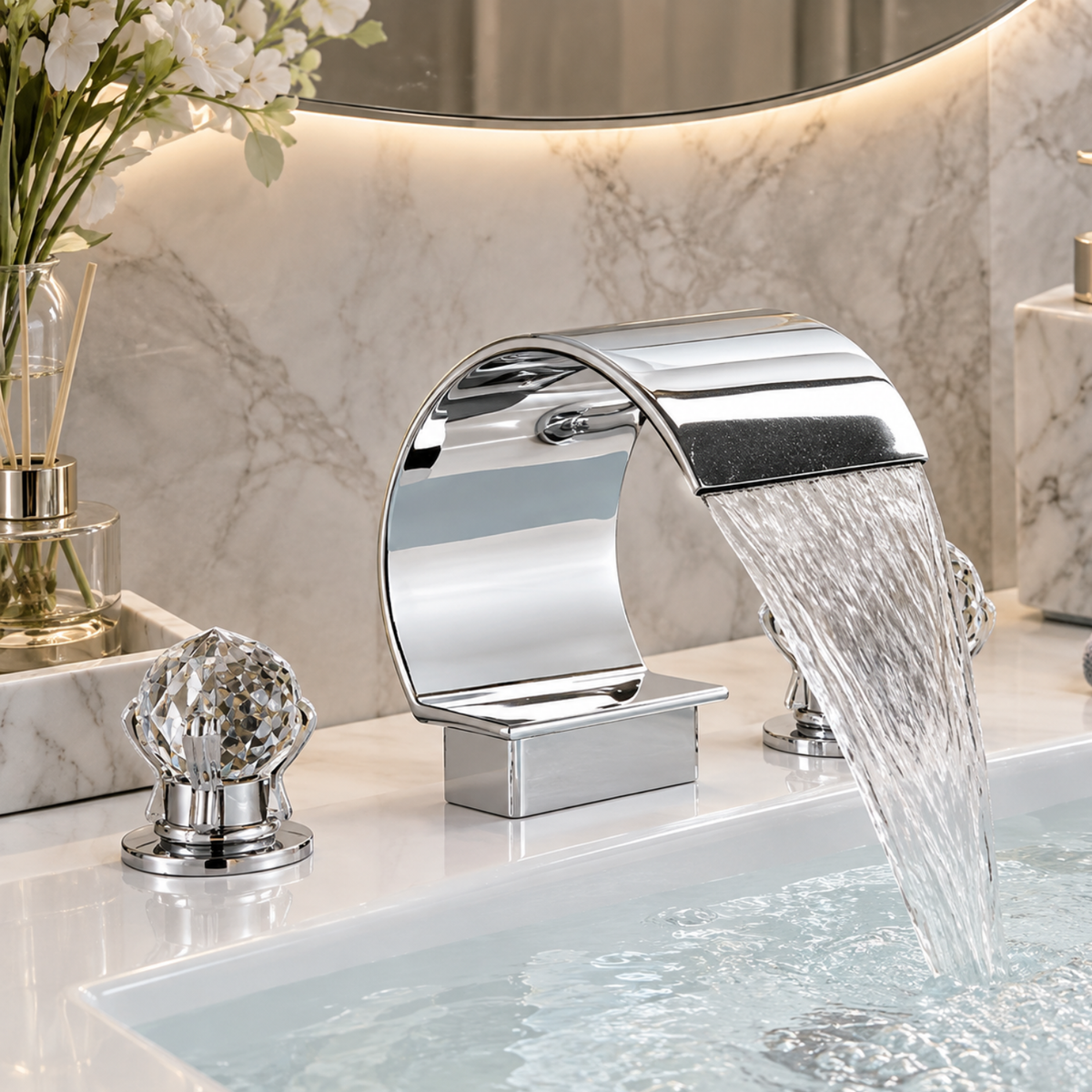 Crystalline Tub Faucet base plate detail — Gold finish — Casa Norex