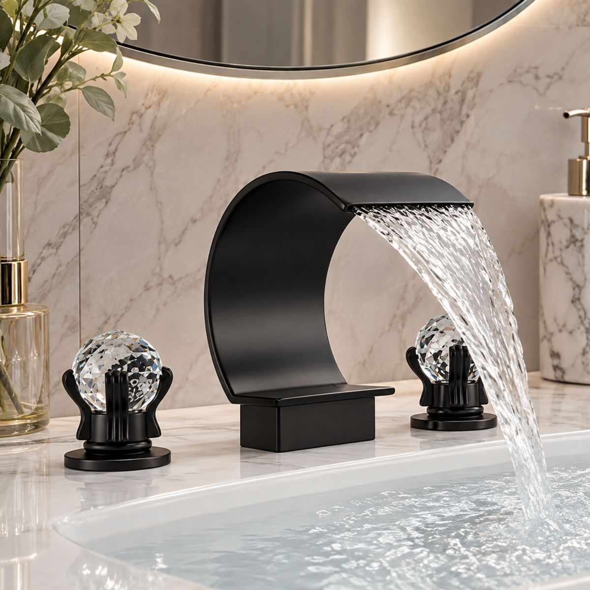 Crystalline Tub Faucet mounting detail — Brushed Nickel finish — Casa Norex