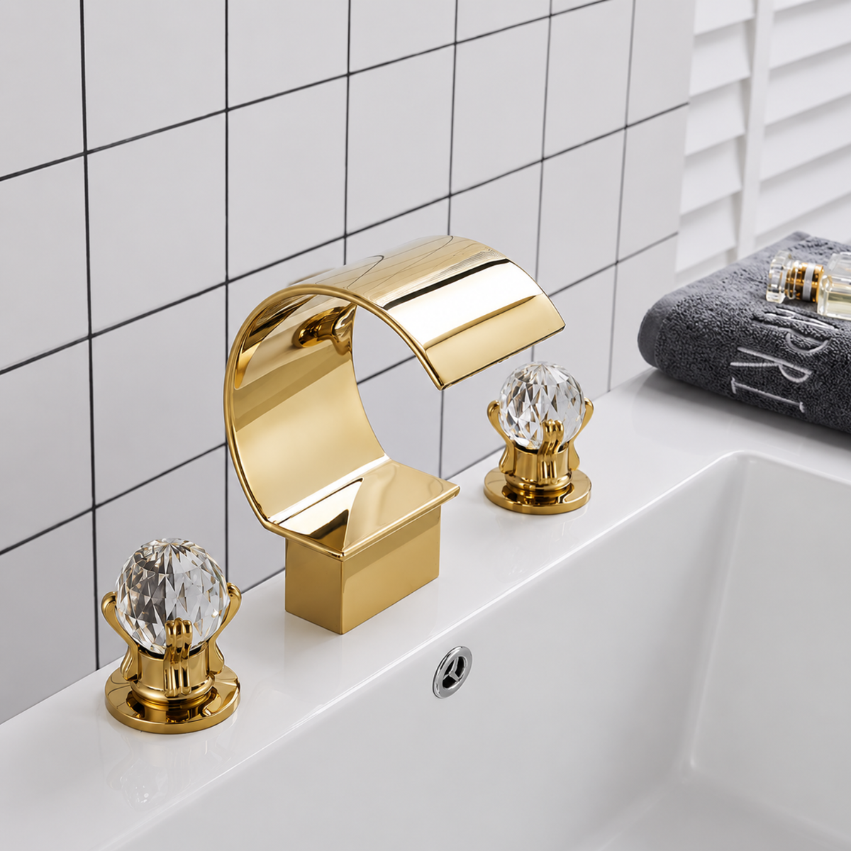 Crystalline Tub Faucet installed — Brushed Nickel finish angle view | Casa Norex