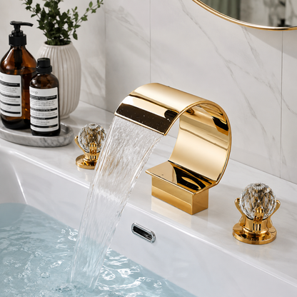 Crystalline Tub Faucet handle detail — Brushed Nickel finish — Casa Norex