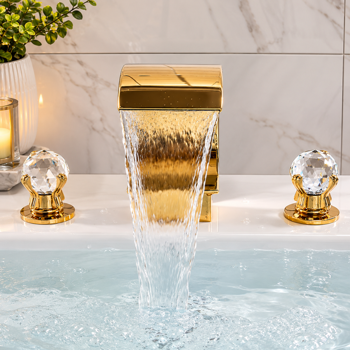 Crystalline Tub Faucet side profile — Gold finish — Casa Norex