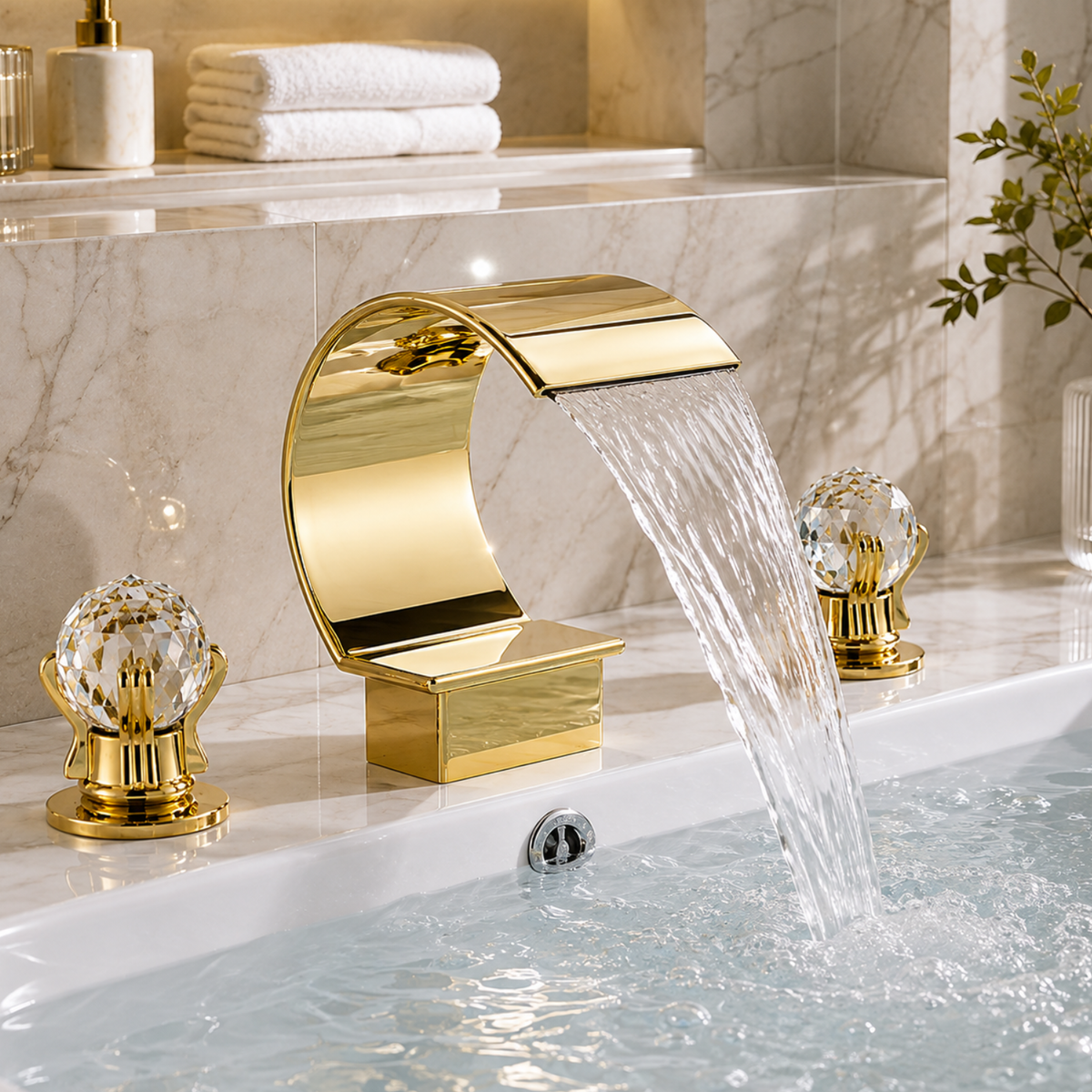 Crystalline Tub Faucet install angle — Matte Black finish — Casa Norex