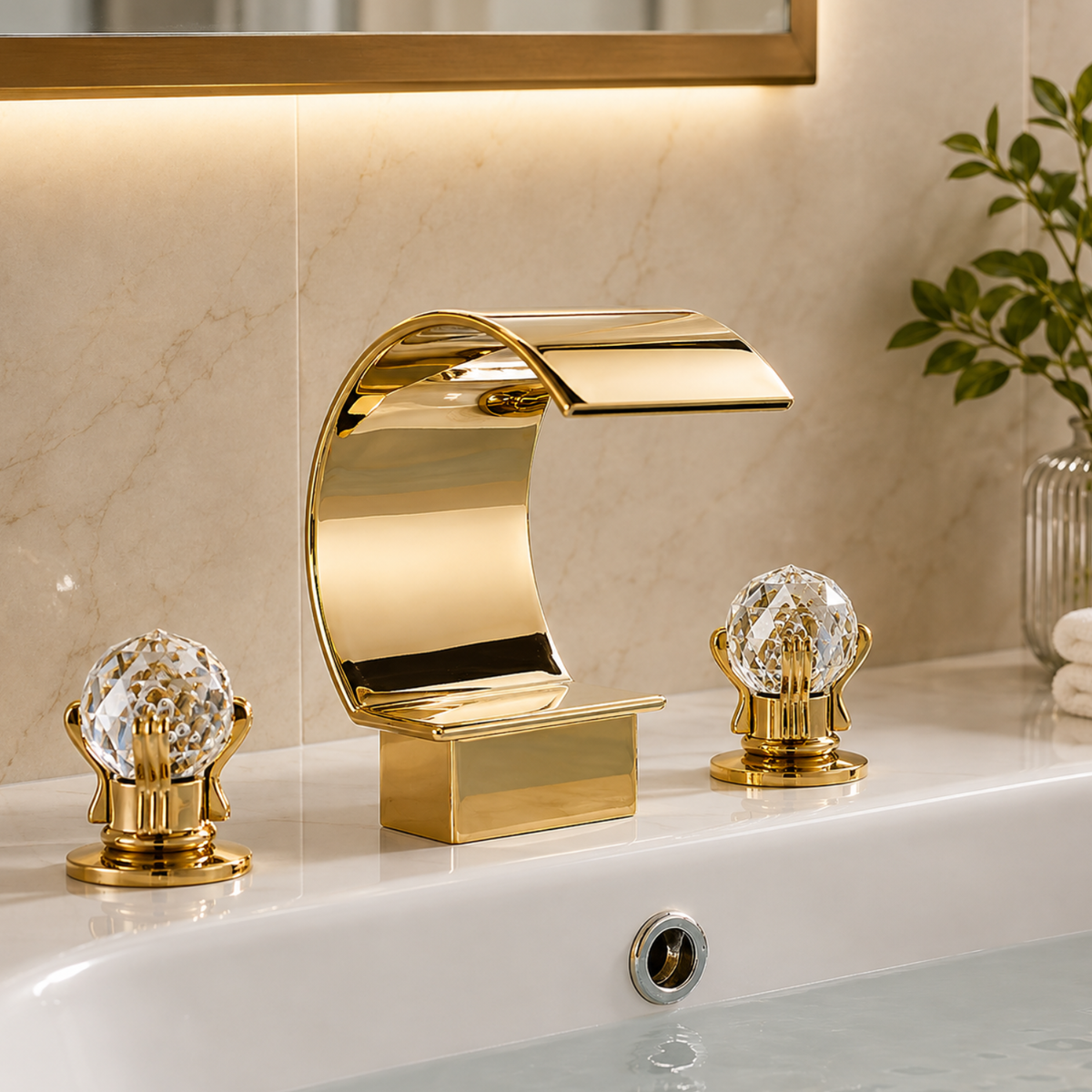 Crystalline Tub Faucet top-down view — Chrome finish — Casa Norex