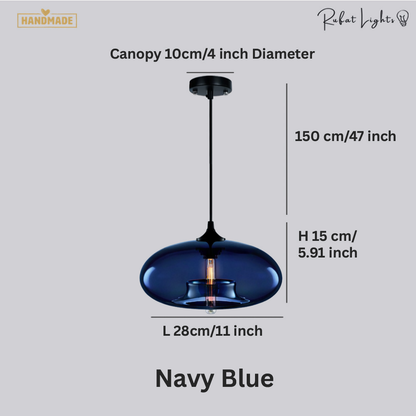 Glass pendant chandelier - Navy Blue colorway - Casa Norex