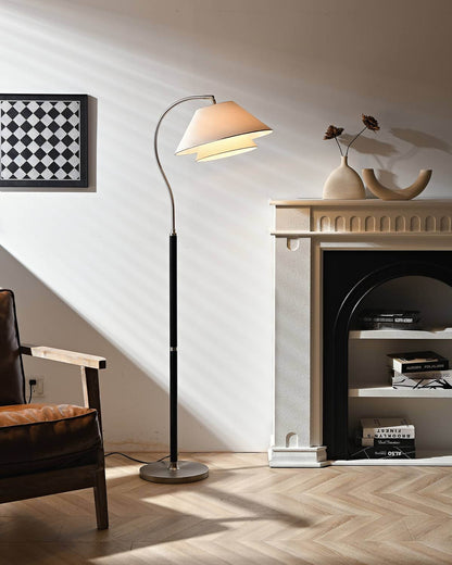 Aurelia arch floor lamp — walnut finish column curve — Casa Norex