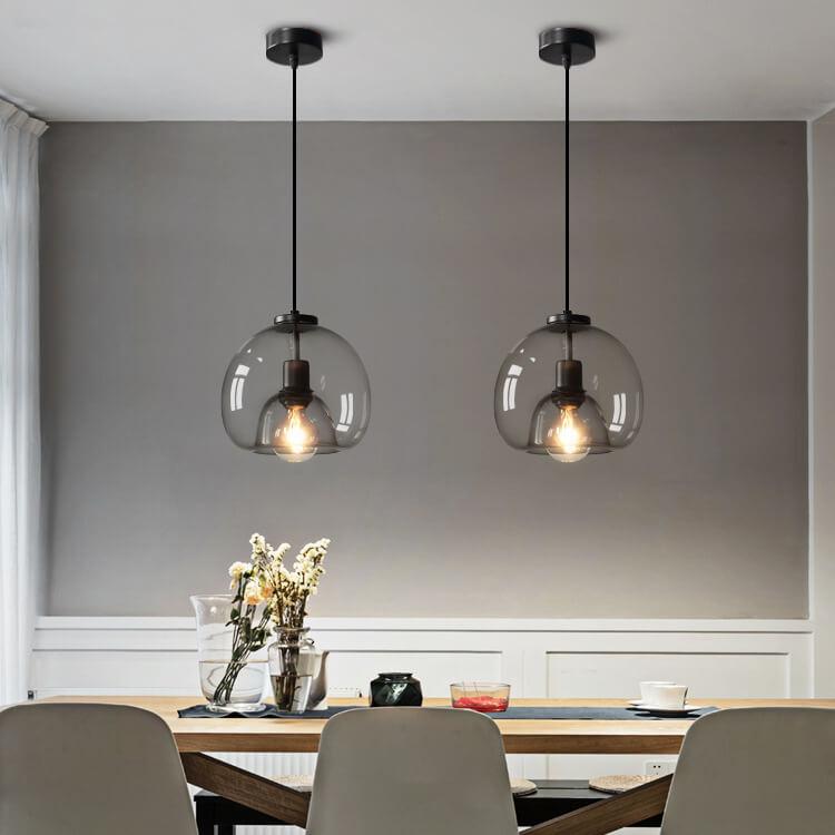 Smoke gray hand-blown glass dome pendant light — single dome shade with metal hardware | Casa Norex