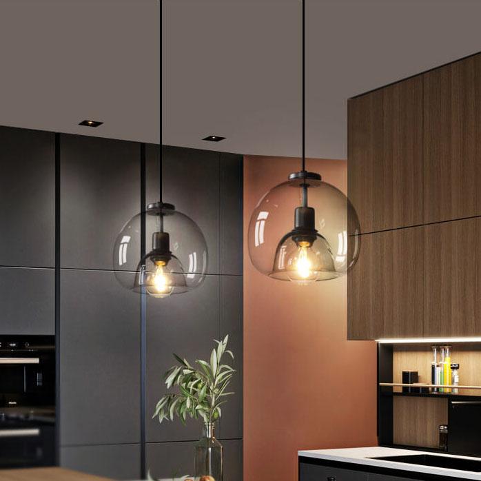 Smoke gray glass pendant light — dome shade and canopy hardware | Casa Norex