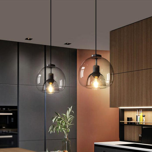 Smoke gray glass pendant light — dome shade and canopy hardware | Casa Norex