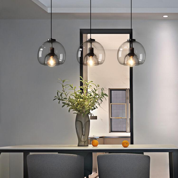 Smoke gray dome pendant light — glass shade with adjustable cord | Casa Norex