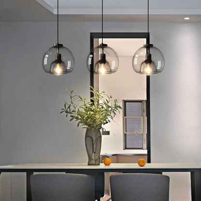 Smoke gray dome pendant light — glass shade with adjustable cord | Casa Norex