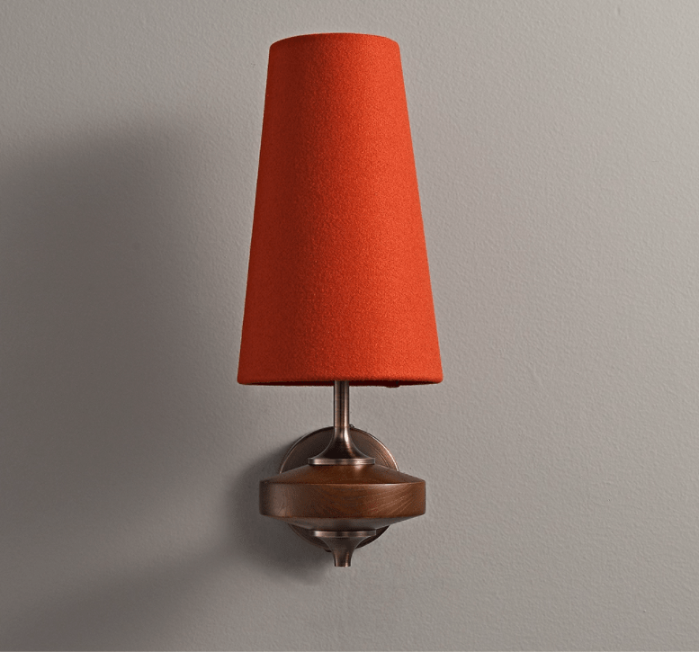 Close-up of tapered fabric shade on wall sconce | Casa Norex