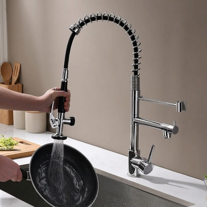 Kingswood Pull-Out Kitchen Faucet — lead-free solid brass body, close-up | Casa Norex