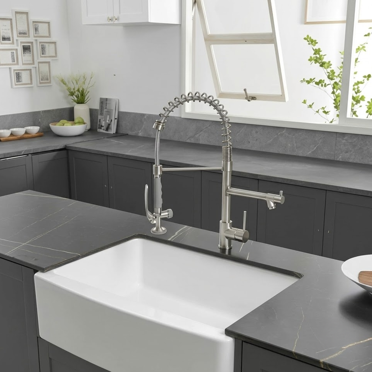 Kingswood Pull-Out Kitchen Faucet — ceramic disc cartridge, close-up | Casa Norex