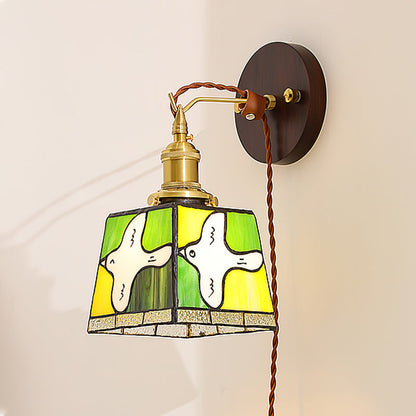 Peace Dove wall lamp in bedroom - colorful stained glass glow - Casa Norex