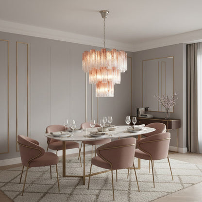 Pink Murano Tube Chandelier