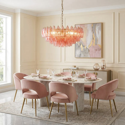 Pink Polygon Drop Chandelier