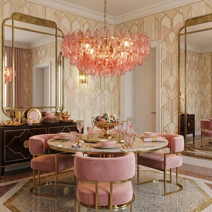 Pink Polygon Drop Chandelier